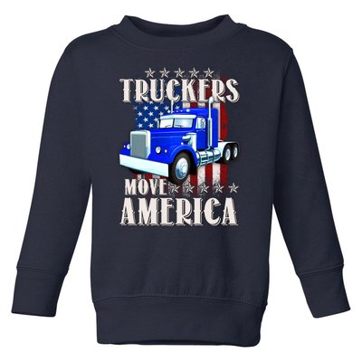 Cool Truckers Move America Semi Truck Distressed Flag Toddler Sweatshirt