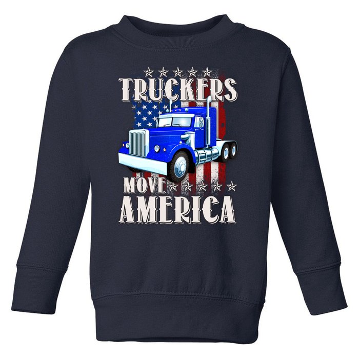 Cool Truckers Move America Semi Truck Distressed Flag Toddler Sweatshirt