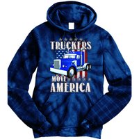 Cool Truckers Move America Semi Truck Distressed Flag Tie Dye Hoodie