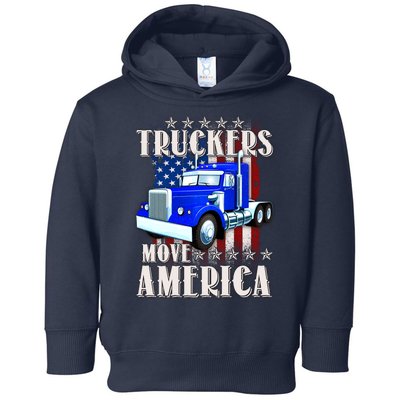 Cool Truckers Move America Semi Truck Distressed Flag Toddler Hoodie