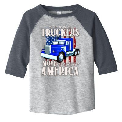 Cool Truckers Move America Semi Truck Distressed Flag Toddler Fine Jersey T-Shirt