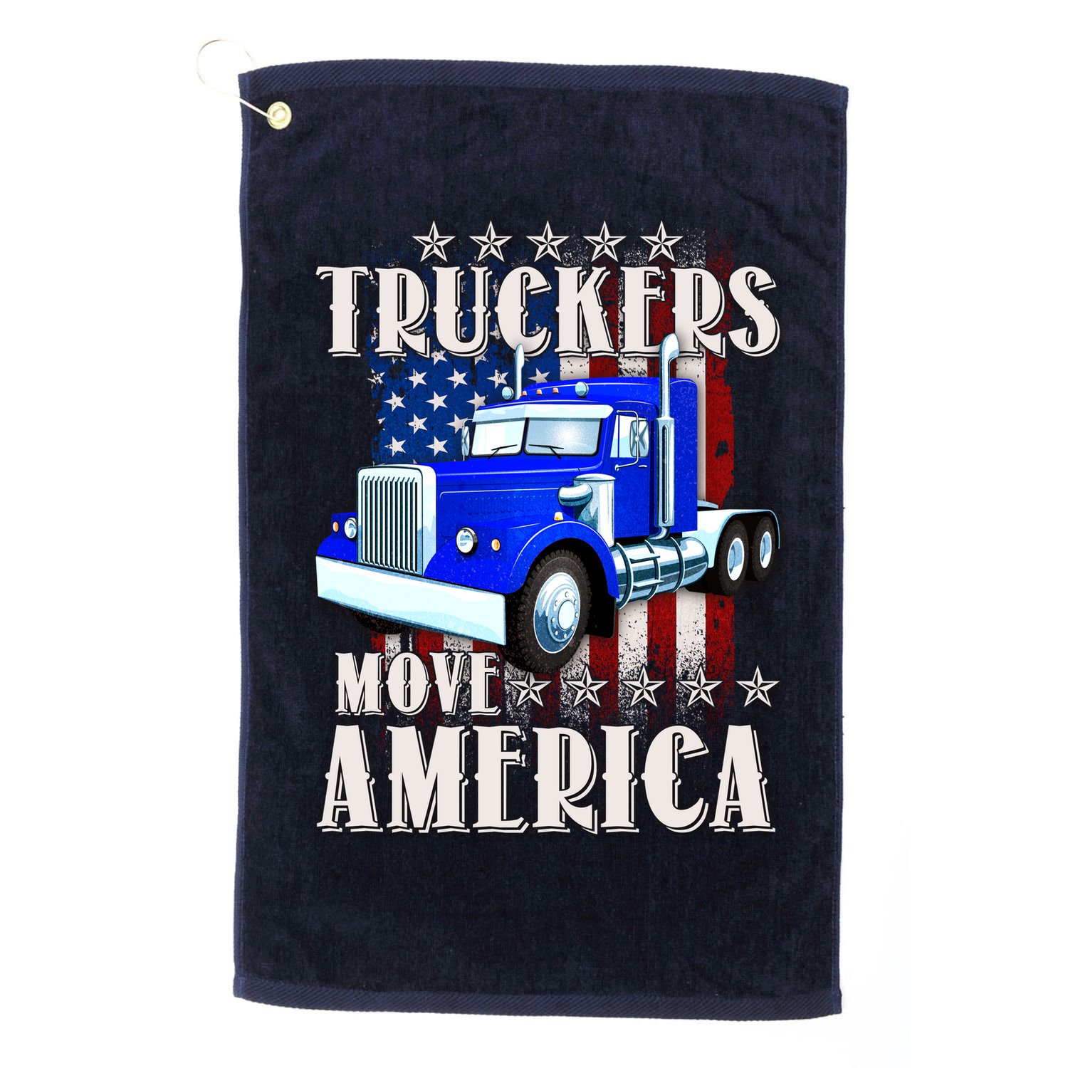 Cool Truckers Move America Semi Truck Distressed Flag Golf Towel