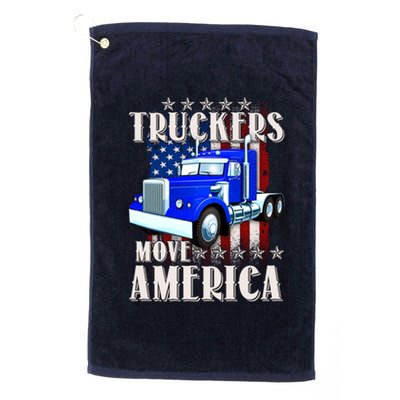 Cool Truckers Move America Semi Truck Distressed Flag Platinum Collection Golf Towel