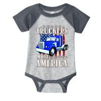 Cool Truckers Move America Semi Truck Distressed Flag Infant Baby Jersey Bodysuit