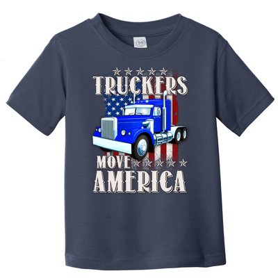 Cool Truckers Move America Semi Truck Distressed Flag Toddler T-Shirt