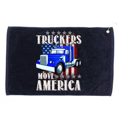 Cool Truckers Move America Semi Truck Distressed Flag Grommeted Golf Towel