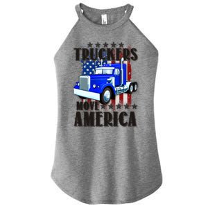 Cool Truckers Move America Semi Truck Distressed Flag Women's Perfect Tri Rocker Tank