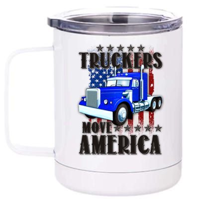 Cool Truckers Move America Semi Truck Distressed Flag 12 oz Stainless Steel Tumbler Cup