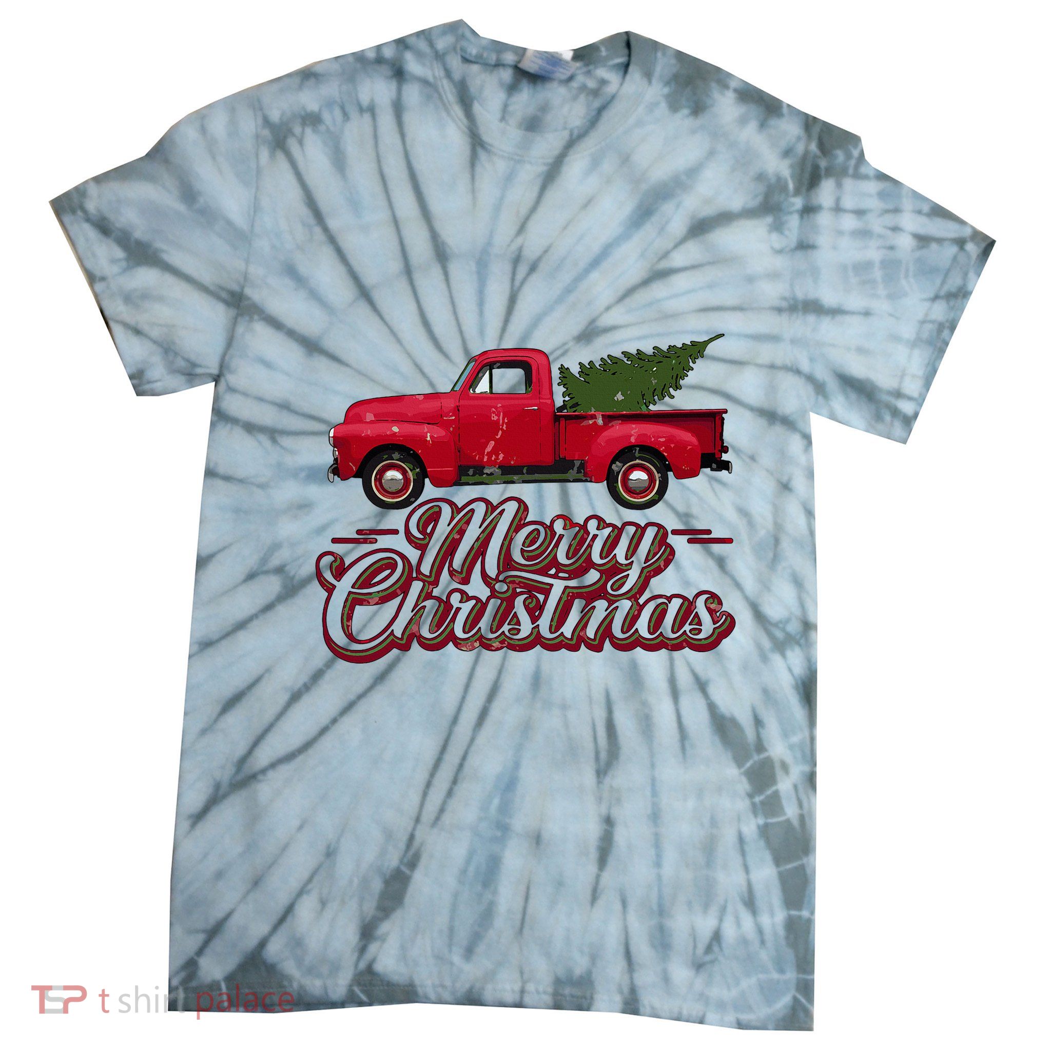 Christmas Truck Merry Christmas Tie-Dye T-Shirt