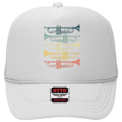 Cool Trumpet Marching Band Musician Jazz Music High Crown Mesh Back Trucker Hat