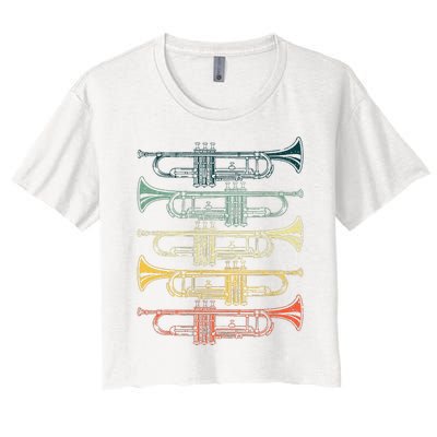 Cool Trumpet Marching Band Musician Jazz Music Women's Crop Top Tee