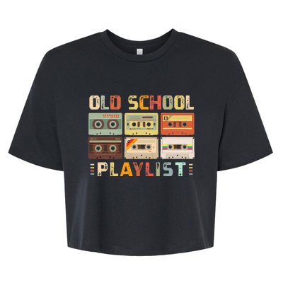 Cassette Tape Music 80s Retro Old School Playlist Bella+Canvas Jersey Crop Tee