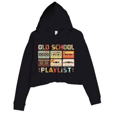 Cassette Tape Music 80s Retro Old School Playlist Crop Fleece Hoodie