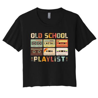 Cassette Tape Music 80s Retro Old School Playlist Women's Crop Top Tee