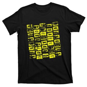 Cassette Tapes Mixtapes 1980s 1990s Music Yellow T-Shirt