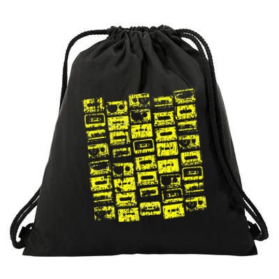 Cassette Tapes Mixtapes 1980s 1990s Music Yellow Drawstring Bag