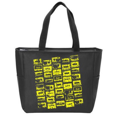 Cassette Tapes Mixtapes 1980s 1990s Music Yellow Zip Tote Bag