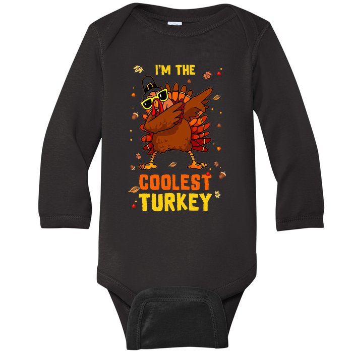 Coolest Turkey Matching Family Group Thanksgiving Party PJ Baby Long Sleeve Bodysuit