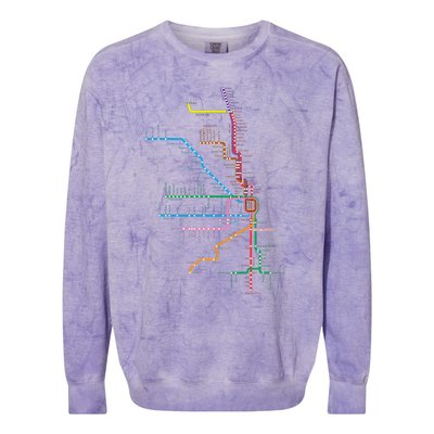 Chicago Trains Map Colorblast Crewneck Sweatshirt