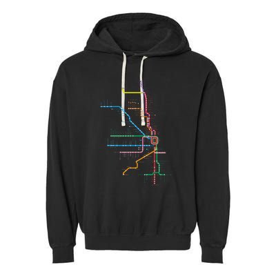 Chicago Trains Map Garment-Dyed Fleece Hoodie