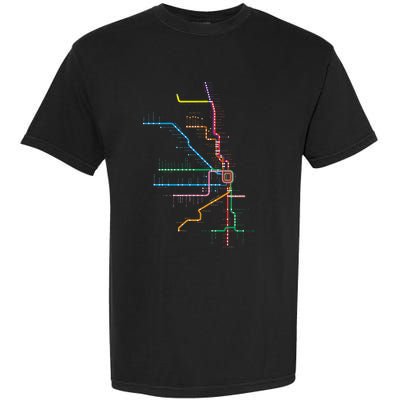 Chicago Trains Map Garment-Dyed Heavyweight T-Shirt