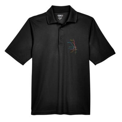 Chicago Trains Map Men's Origin Performance Pique Polo