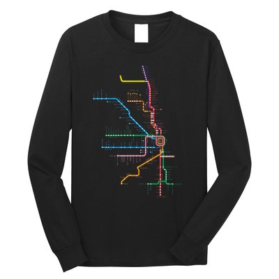 Chicago Trains Map Long Sleeve Shirt