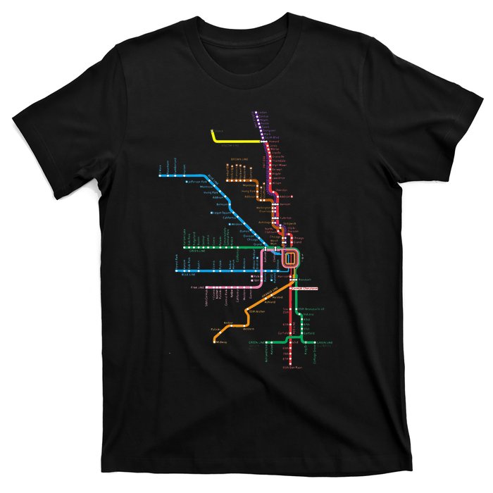 Chicago Trains Map T-Shirt