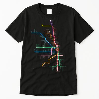Chicago Trains Map Tall T-Shirt