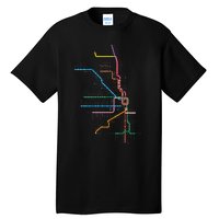 Chicago Trains Map Tall T-Shirt