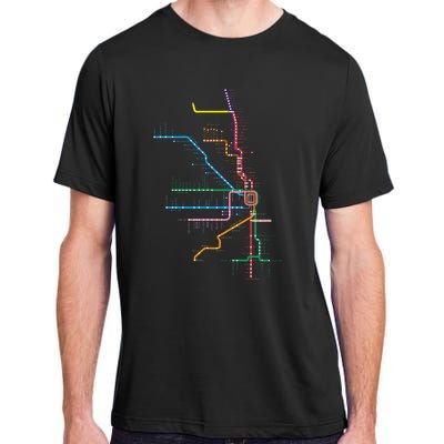 Chicago Trains Map Adult ChromaSoft Performance T-Shirt