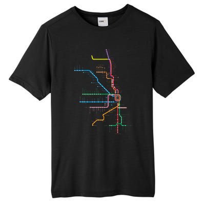 Chicago Trains Map Tall Fusion ChromaSoft Performance T-Shirt