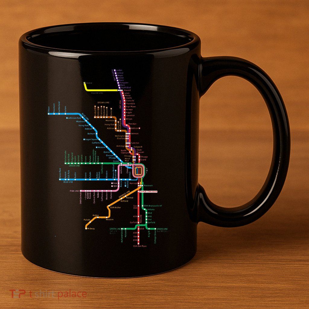 Chicago Trains Map 11oz C Handle Ceramic Mug