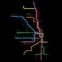 Chicago Trains Map Drawstring Bag