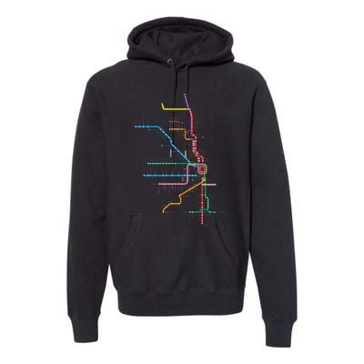 Chicago Trains Map Premium Hoodie