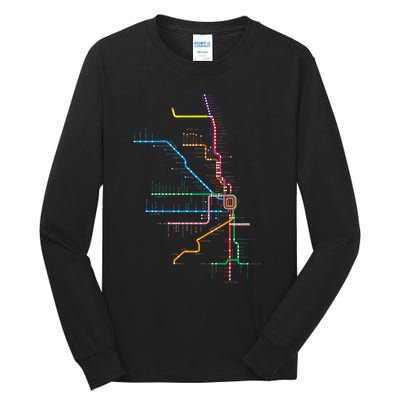 Chicago Trains Map Tall Long Sleeve T-Shirt