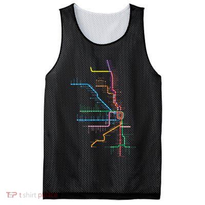 Chicago Trains Map Mesh Reversible Basketball Jersey Tank