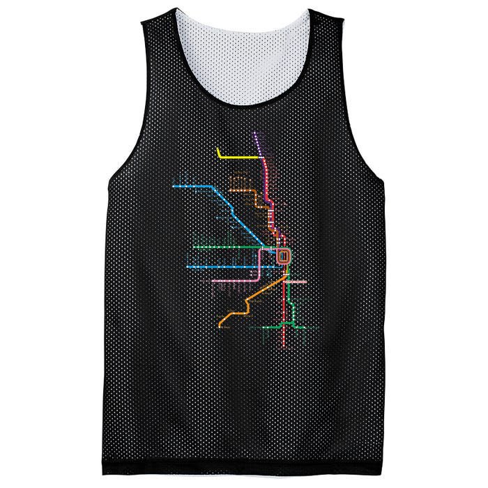 Chicago Trains Map Mesh Reversible Basketball Jersey Tank