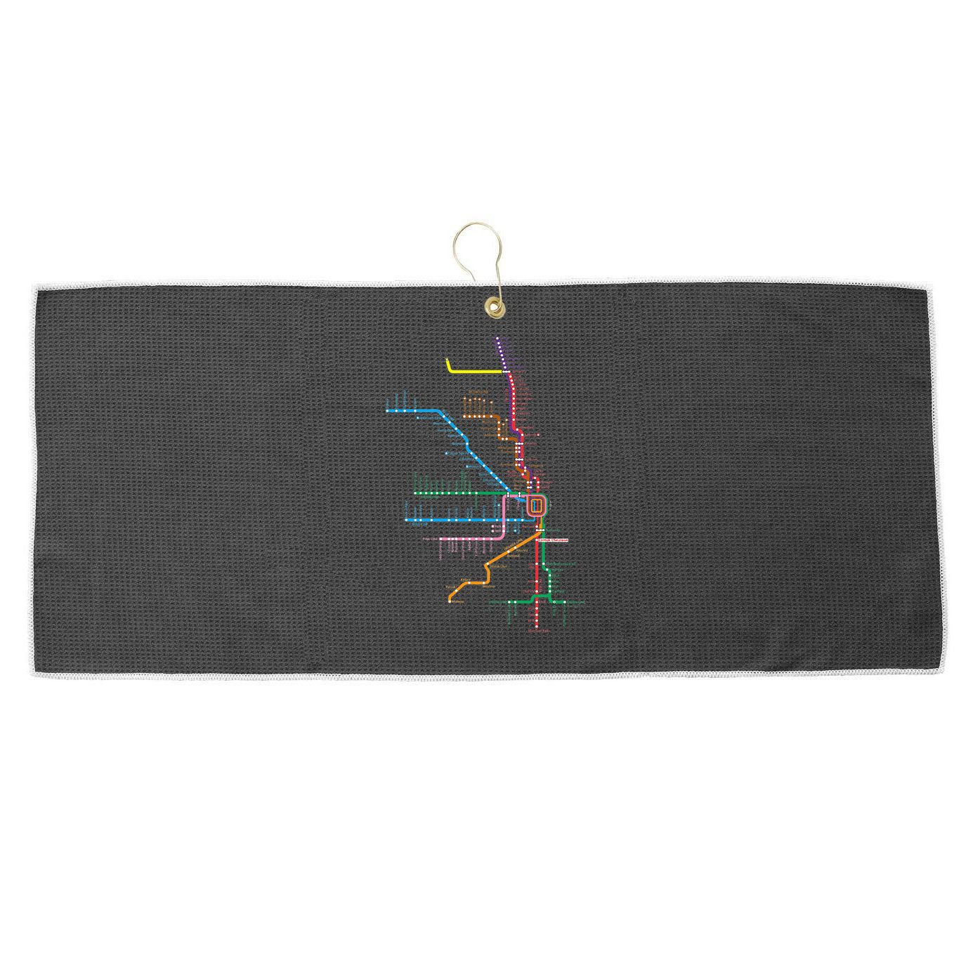 Chicago Trains Map Large Microfiber Waffle Golf Towel