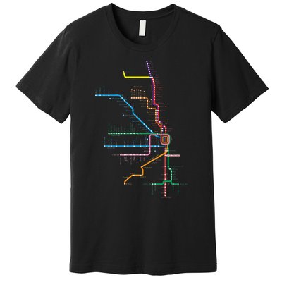 Chicago Trains Map Premium T-Shirt