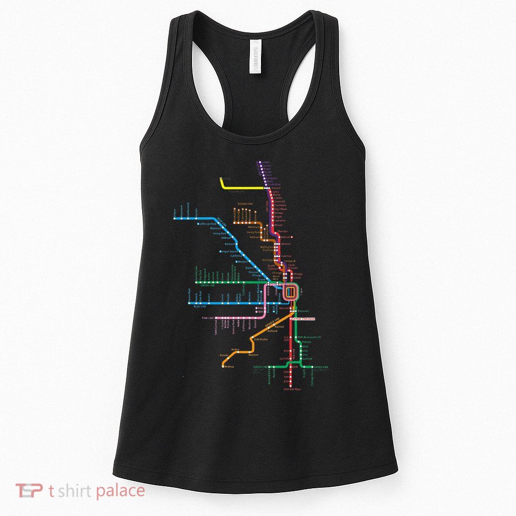 Chicago Trains Map Womens Tank Top