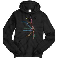 Chicago Trains Map Tie Dye Hoodie