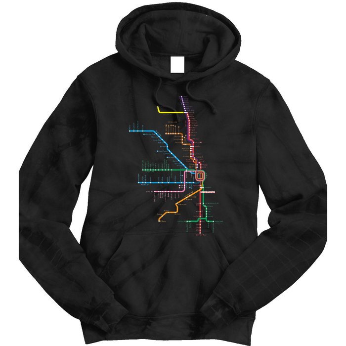 Chicago Trains Map Tie Dye Hoodie