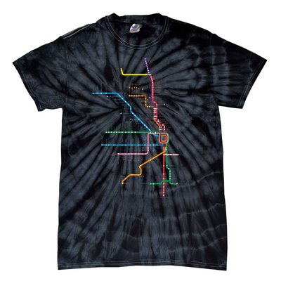 Chicago Trains Map Tie-Dye T-Shirt