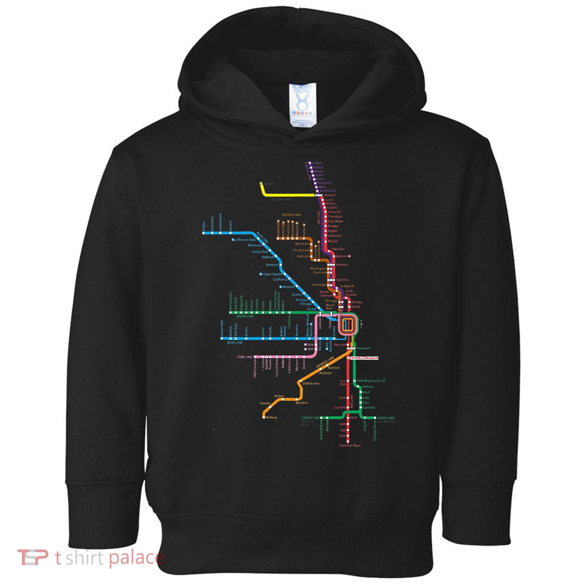 Chicago Trains Map Toddler Hoodie