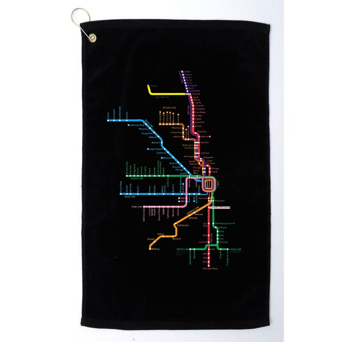 Chicago Trains Map Golf Towel