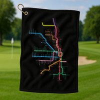 Chicago Trains Map Golf Towel