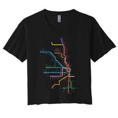 Chicago Trains Map Crop Top