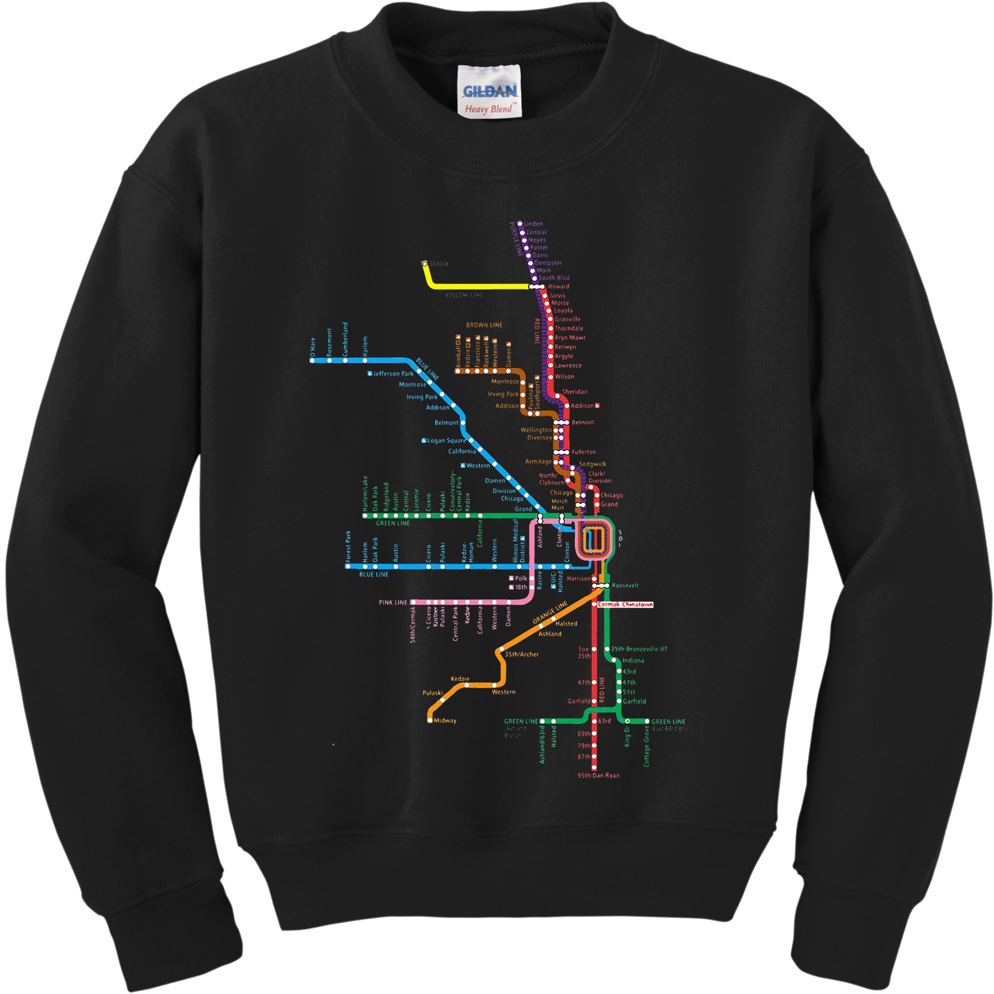Chicago Trains Map Kids Sweatshirt