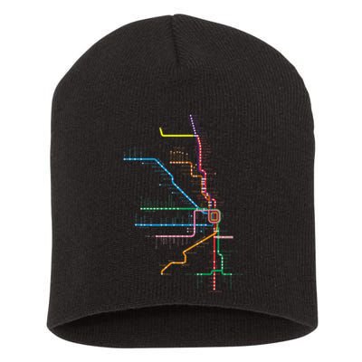 Chicago Trains Map Short Acrylic Beanie